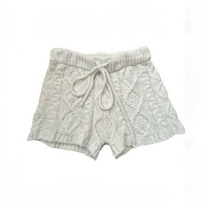 POL Crochet Cable Knit White Pull On Cozy Sweater Shorts Size S